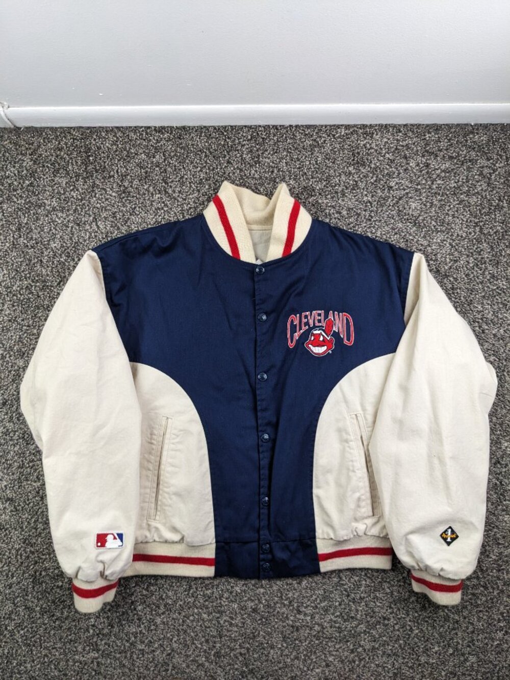 Vintage Cleveland Indians Jacket #1 Apparel Snap Button Mens Medium USA Made